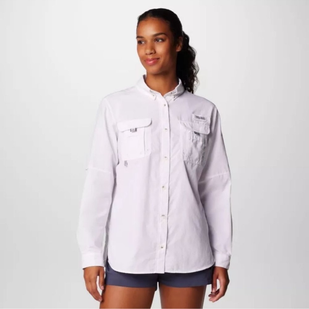 Columbia White Long Sleeve Shirt PFG